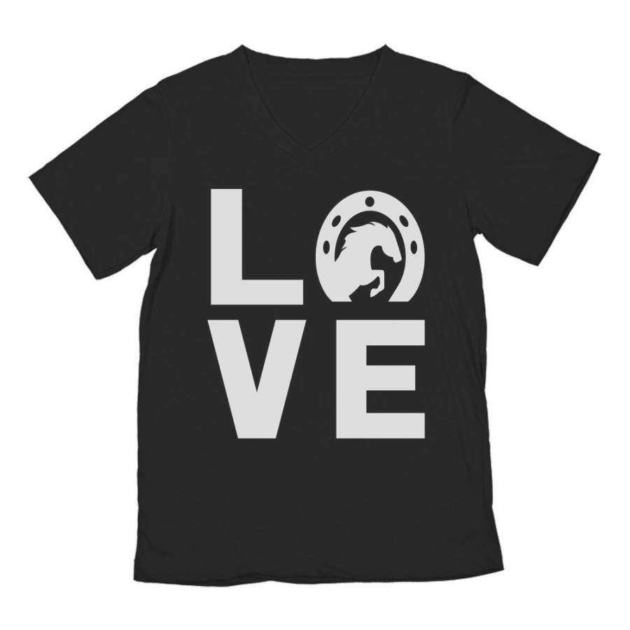 Animal Lover Rearing Horse – Love Horses – Horseshoe V-Neck T-Shirt