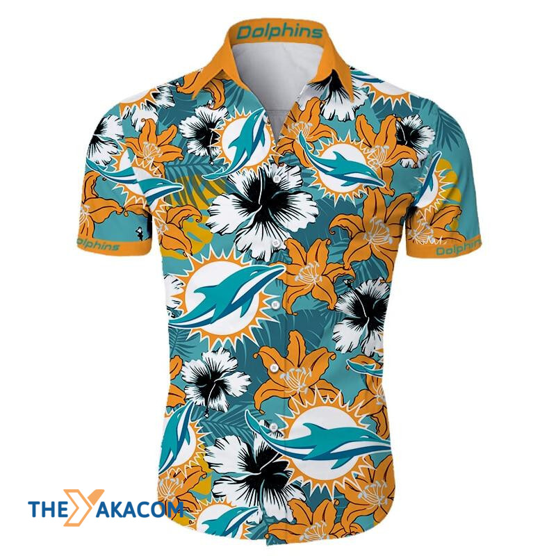 Miami Dolphins Nfl Team Gift For Fan Tropical Flower Short Sleeve Hawaii Shirt Ha85107