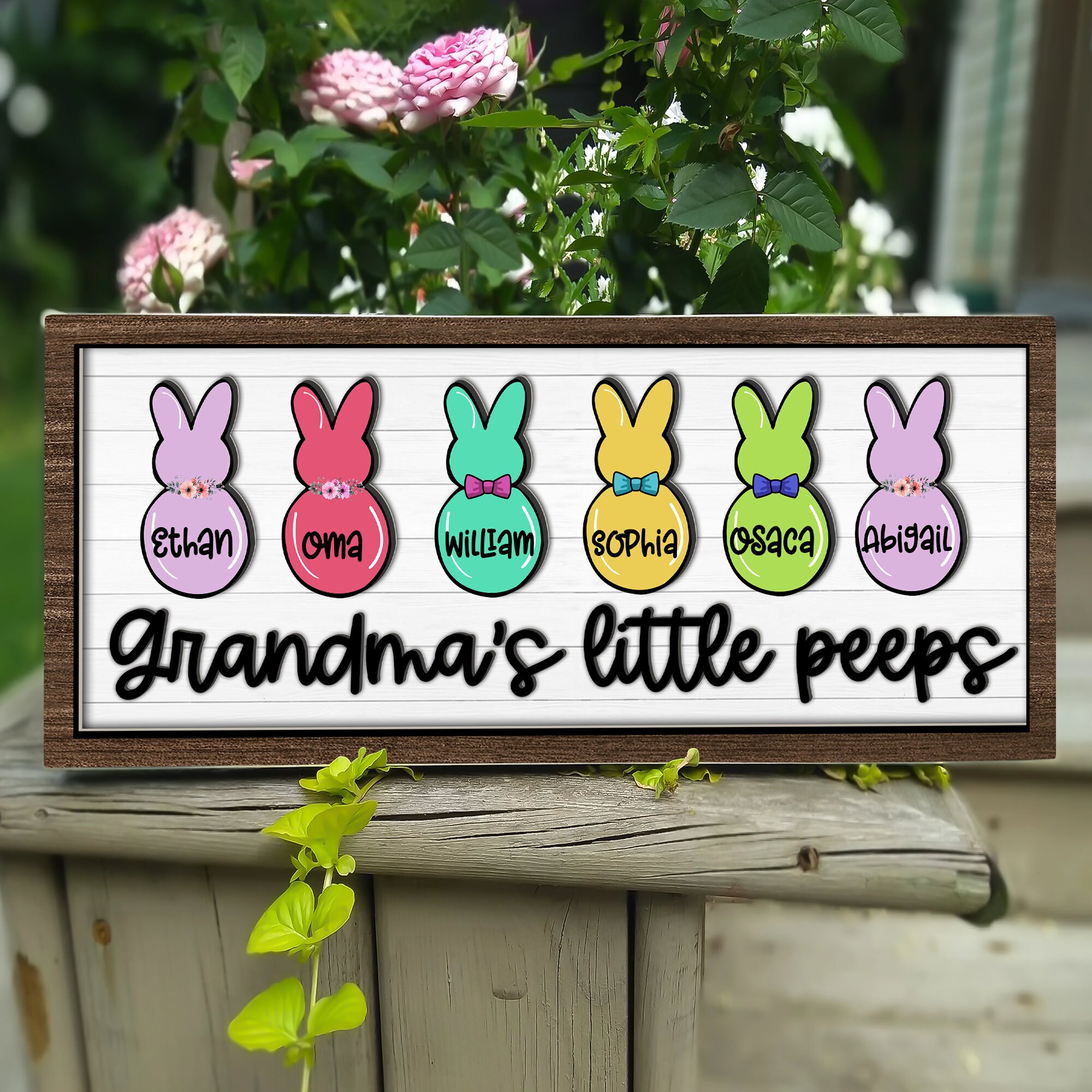 3D Easter Grandma Wood Sign [up to 12 names], Nana & Grandkids Sign, Easter Peep Decor, Mother’s Day Gift, Mother Day Decor, Bunny Mom Sign