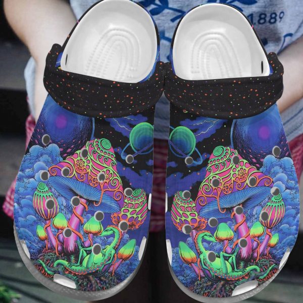 Hippie Mushroom Adults Kids Crocs Crocband Clog Shoes For Men Women Ht