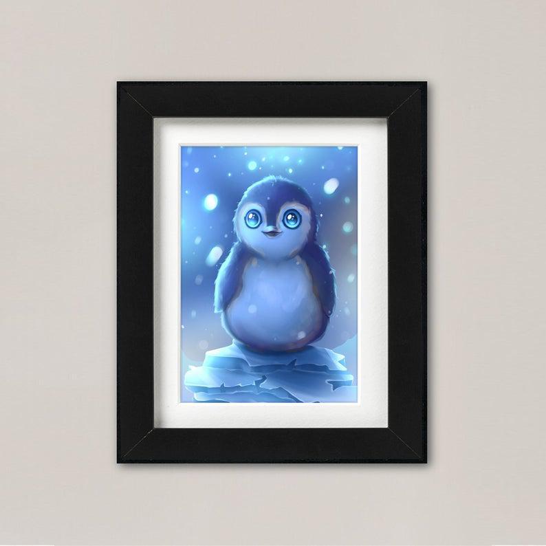 Penguin Art Print Semi Realistic Cute Poster