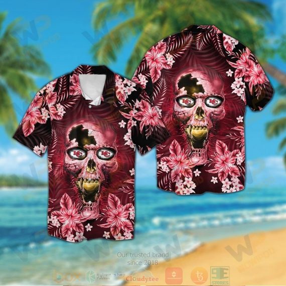 Gift For Husband Dad Kansas City Chiefs Skull Hawaii Shirt Ha36824