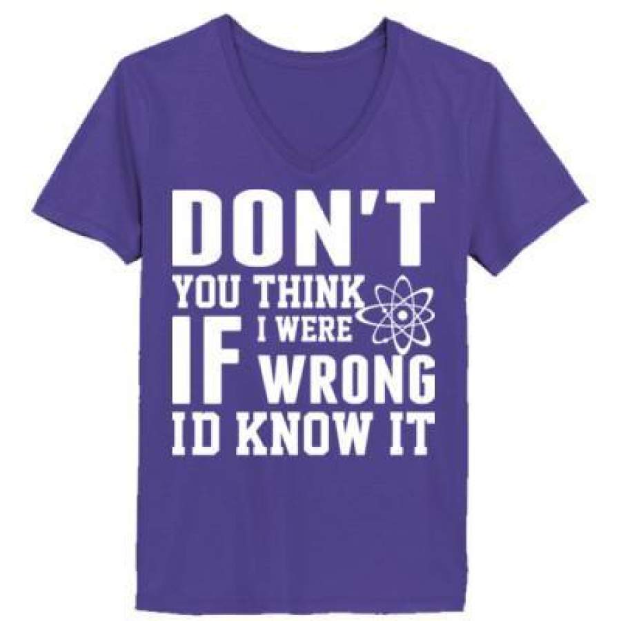 AGR Donot You Think If I Were Wrong I Did Know It – Ladies’ V-Neck T-Shirt