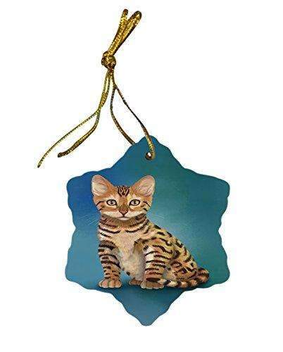 Chinese Li Hua Kitten Cat Christmas Snowflake Ceramic Ornament