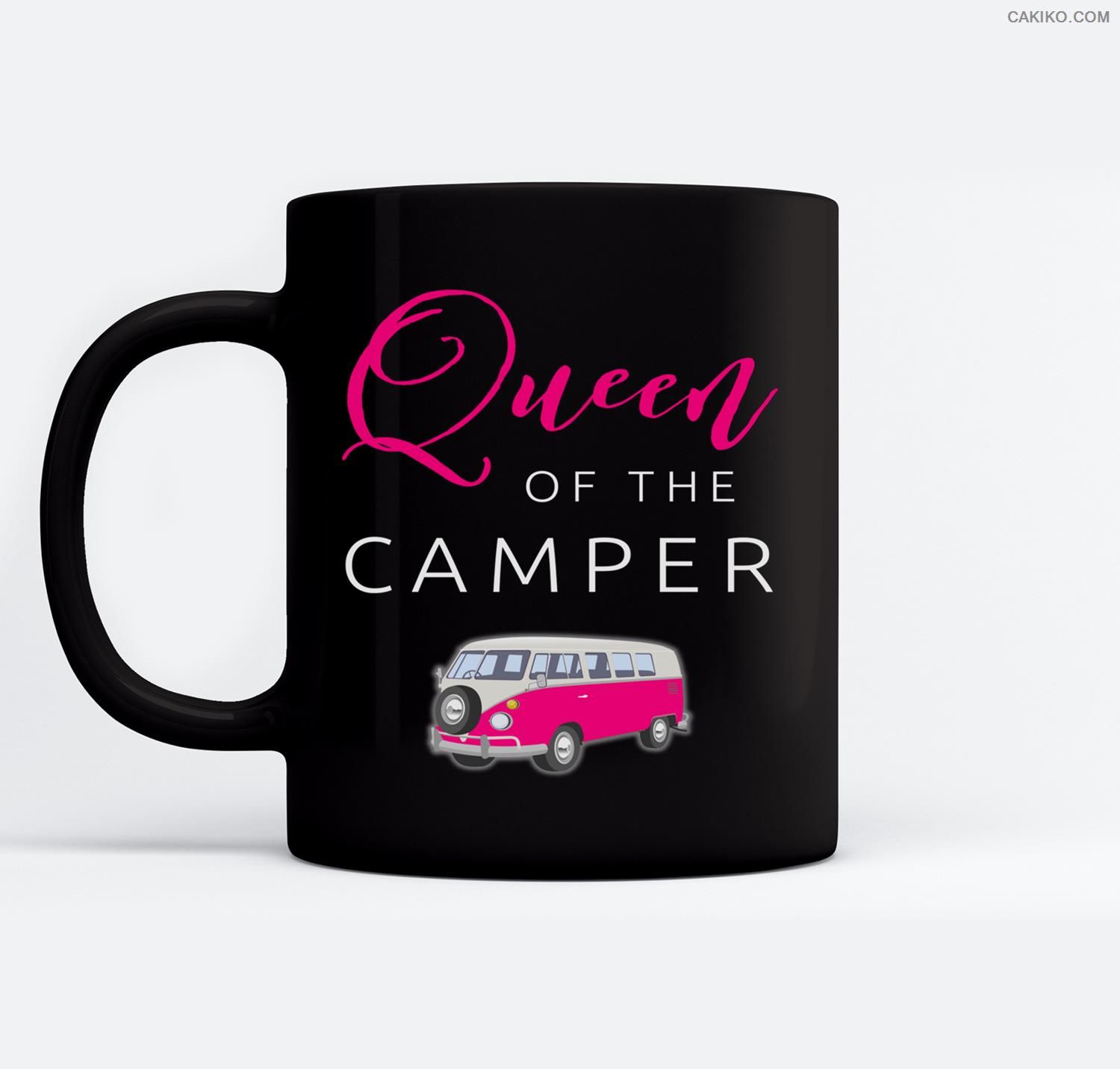 Queen Of The Camper Mom Grandma Camping Funny Ceramic Coffee Black Mugs
