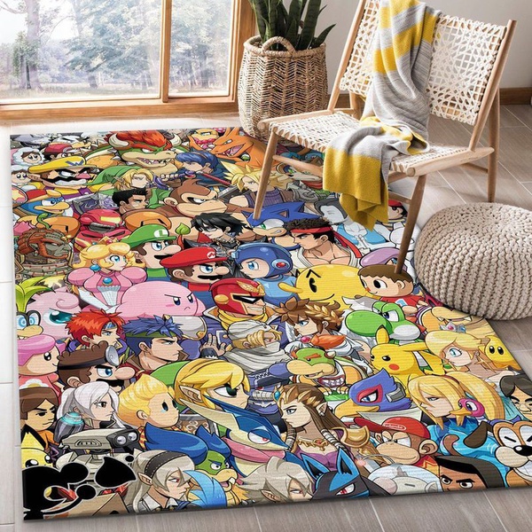 Super Mario Anime Area Rug Living Room And Bed Room Rug Gift Us Decor Vh3