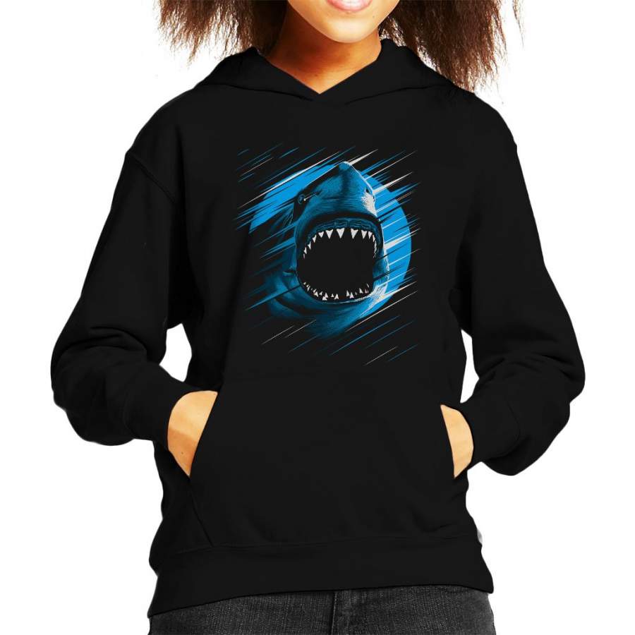 Shark Moon Lines Kid’s Hooded Sweatshirt