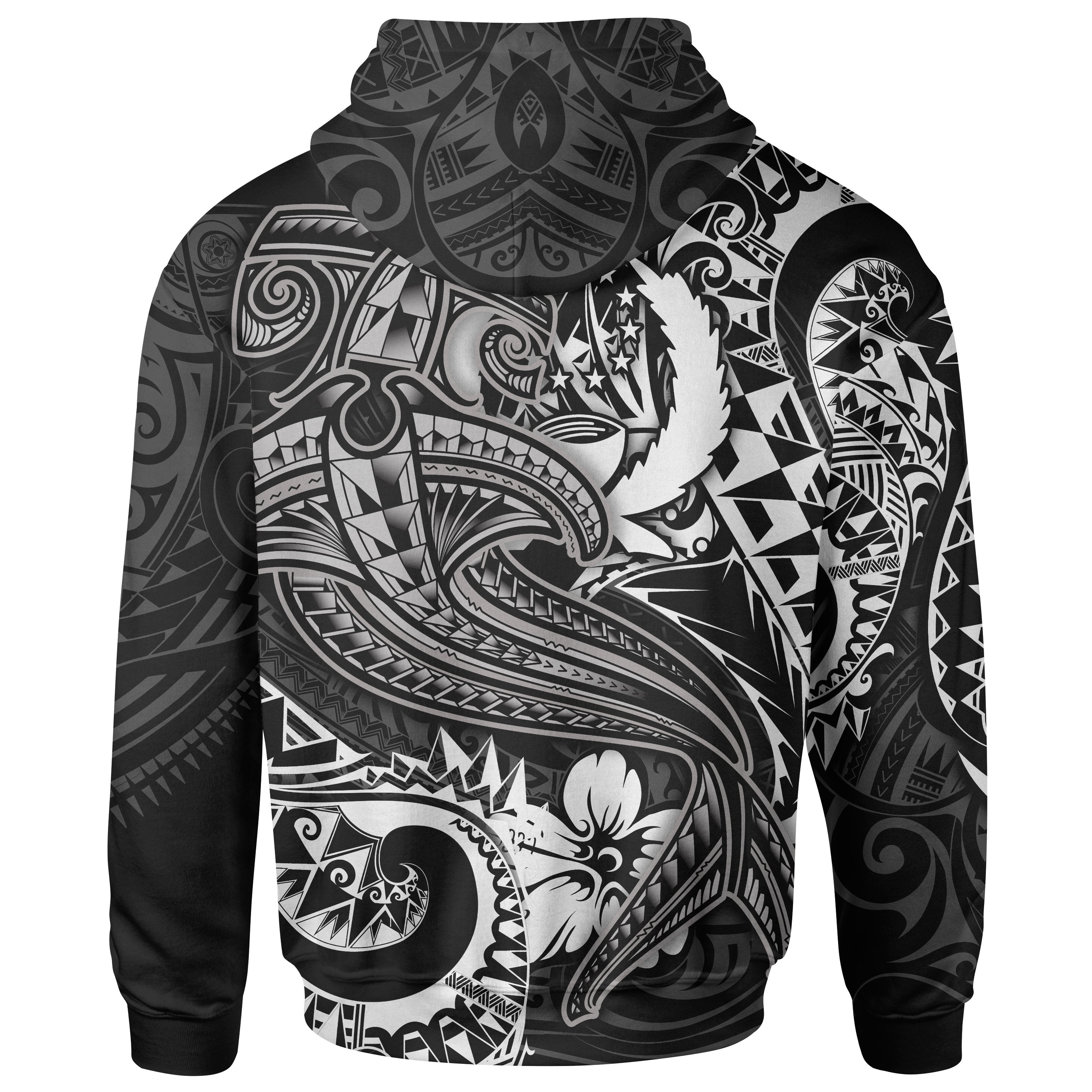 Pohnpei ZipUp Hoodie White Shark Polynesian Tattoo TattoosCafe
