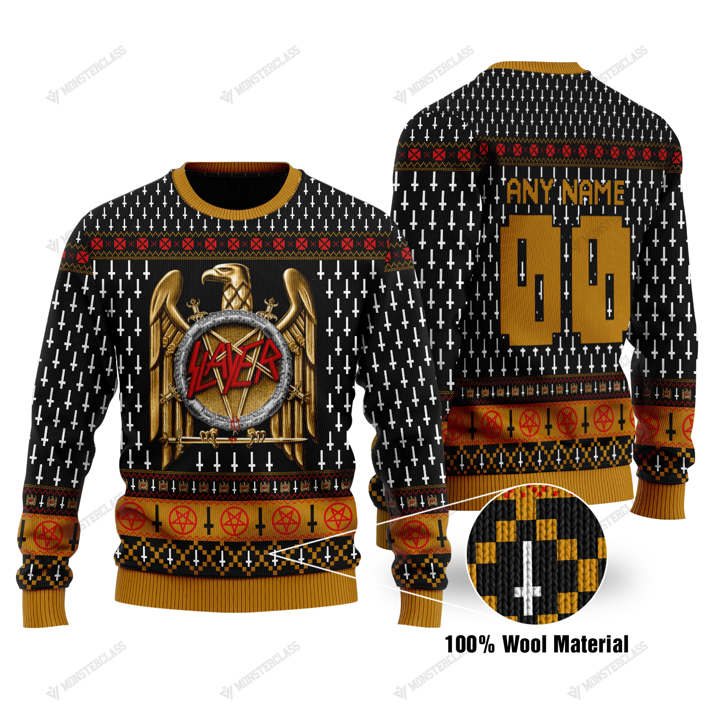 Slayer Ugly Christmas Sweater – CUSTOMIZE YOUR NAME & NUMBER – HOT SALE 3D PRINTED