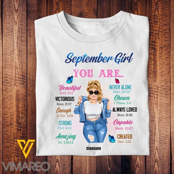 Personalized September Girl Tshirt Printed Ney1908T