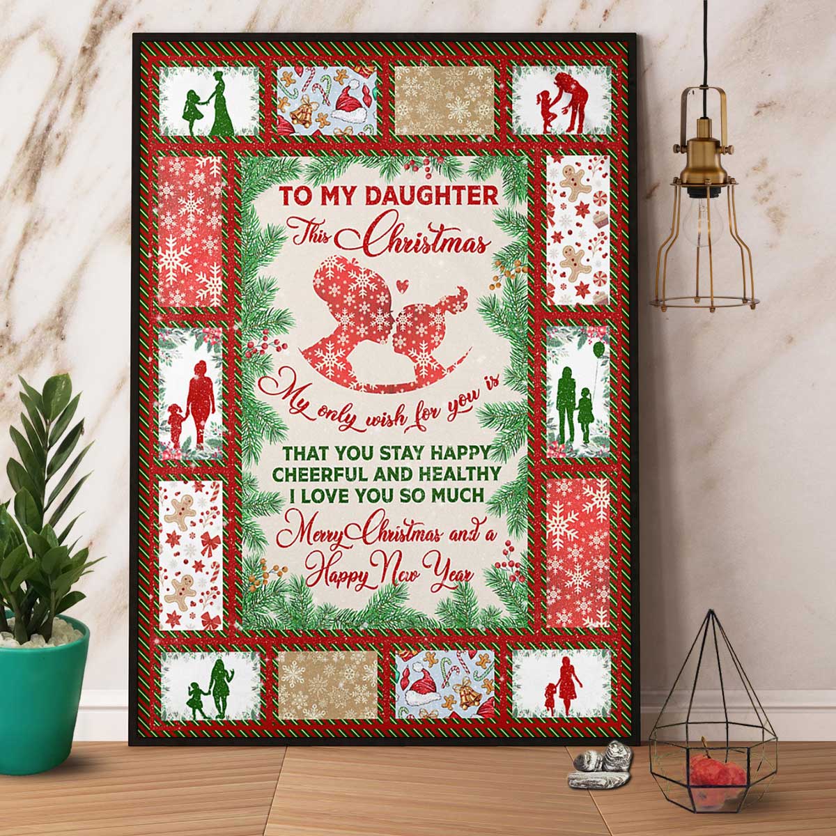 Christmas Season To My Daughter My Only Wish For You Is That You Stay Happy Cheerful Happy New Year Snow Candy Cane Poster No Frame Matte Canvas, Wall Decor Visual Art