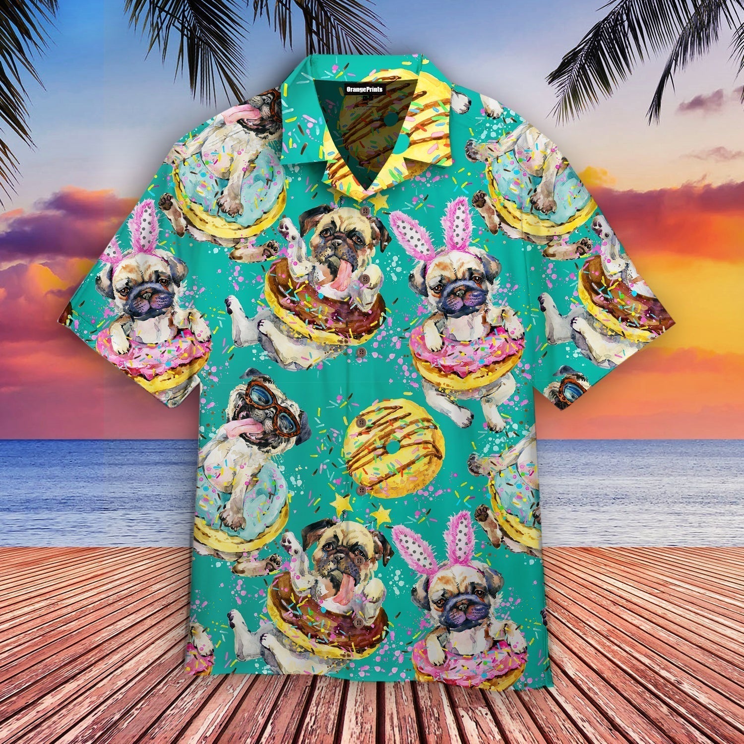 Cute Pug Dog Donuts Aloha Hawaii Shirts For Men Women Ha43989