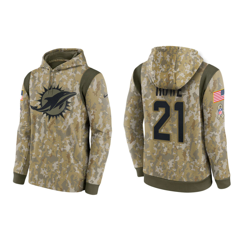 Eric Rowe Miami Dolphins Camo 2021 Salute To Service Veterans Day Therma Pullover Hoodie