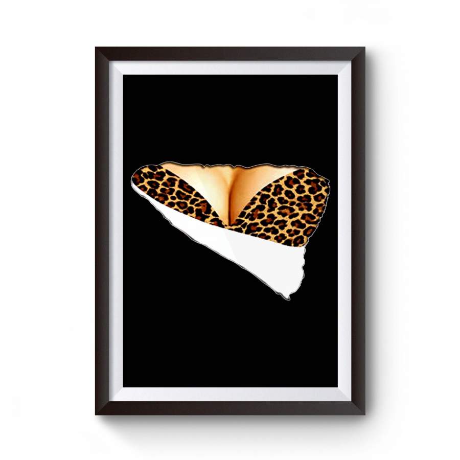 3d Funny Fake Naked Big Chest Bra Leopard Boob Cheetah Poster