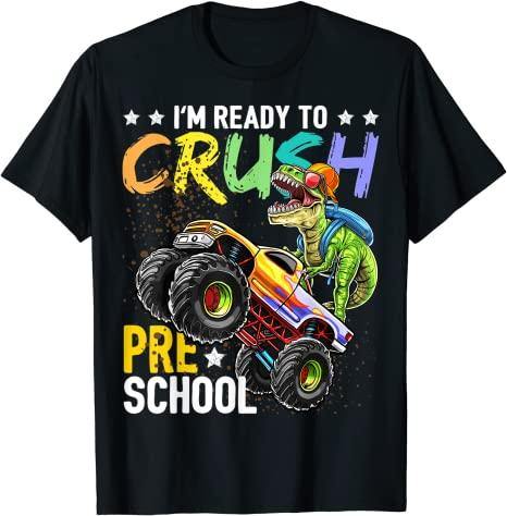 Crush Preschool Dinosaur Monster Truck Back To School Boys T-Shirt