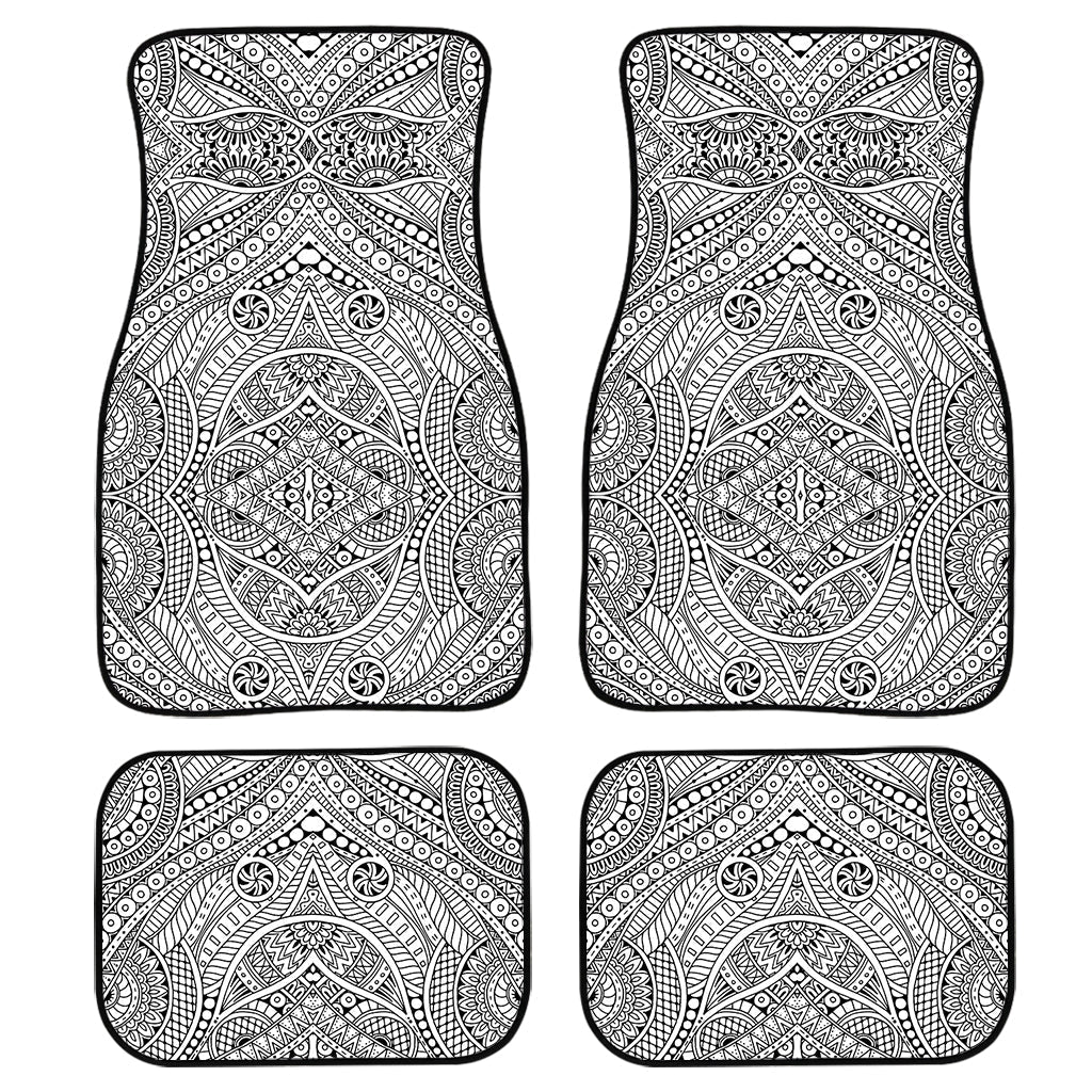 Ethnic Zentangle Pattern Print Front And Back Car Floor Mats, Front Car Mat