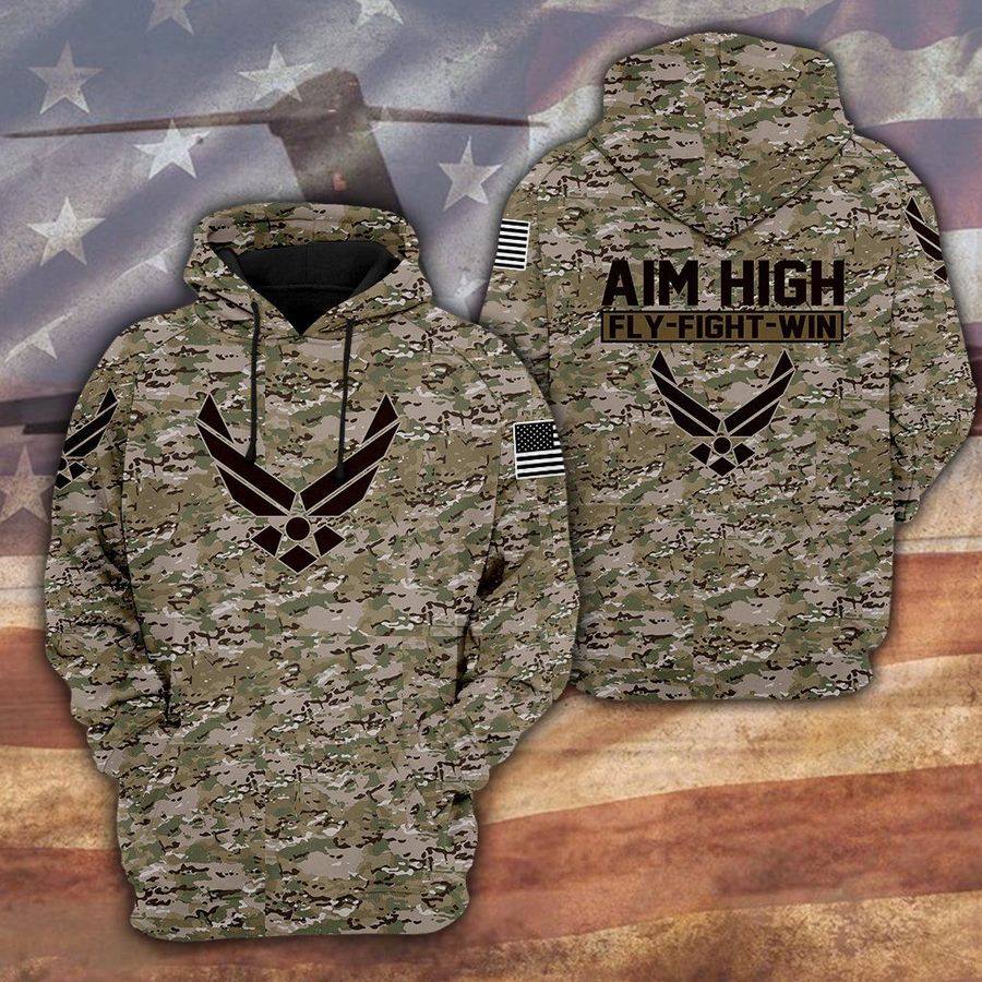 U.S Air Force Fly Fight Win Camo Hoodie 3D