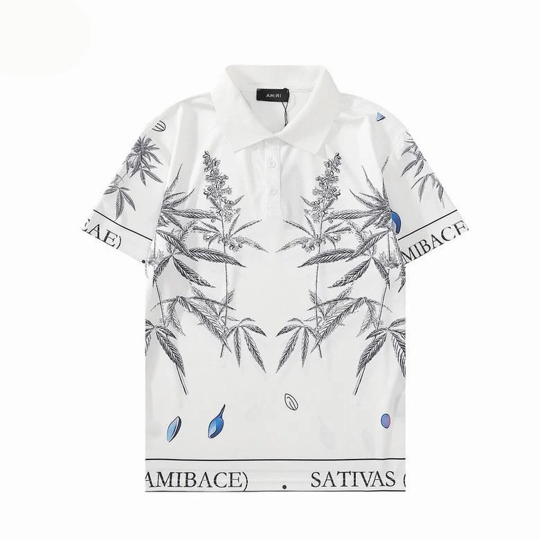 Amiri Plants Printed Polo Shirt In Cotton - White - Sveltestyles Fashion