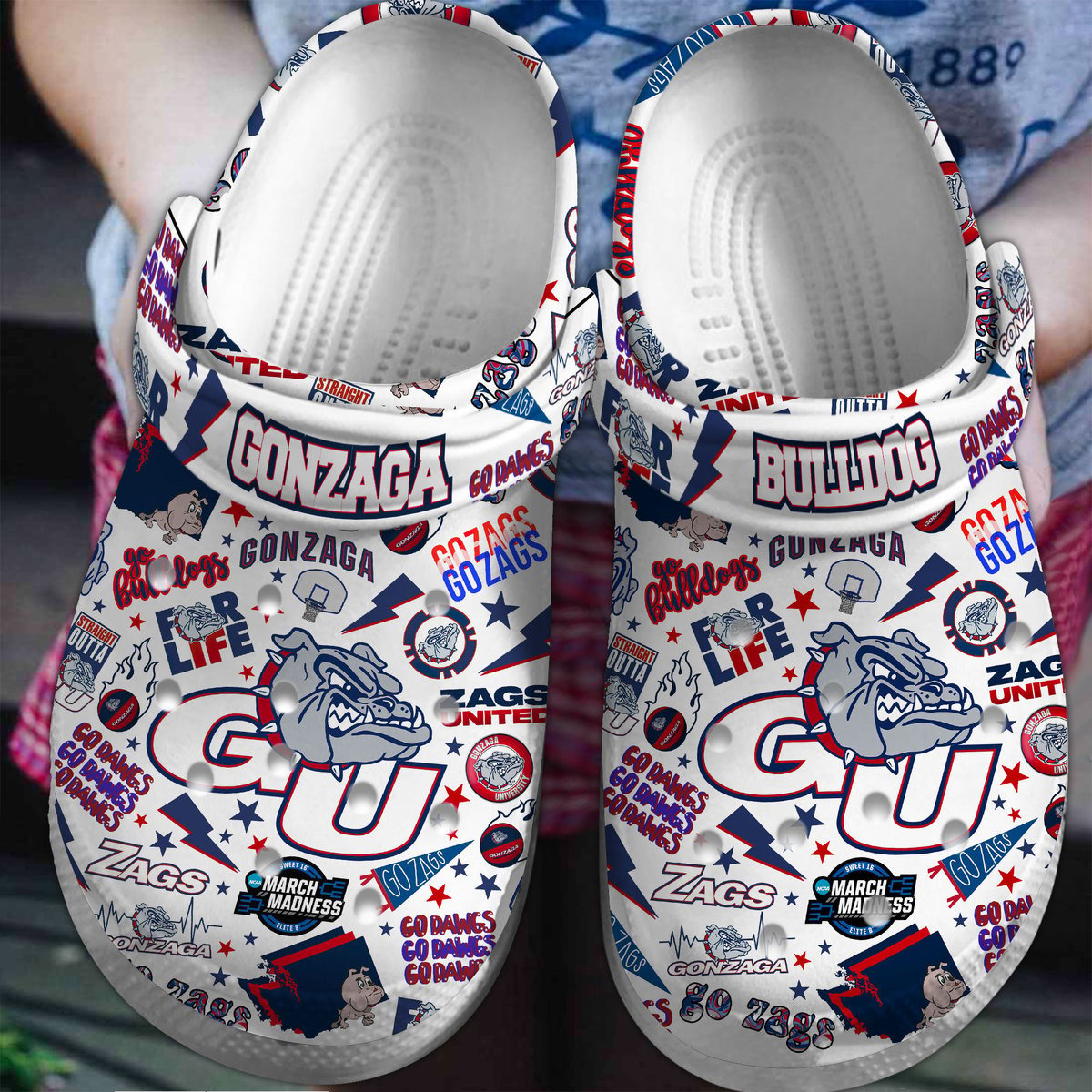 Gonzaga Bulldogs NCAA Sport Crocss Clogs Crocband Shoes Comfortable For Men Women and Kids