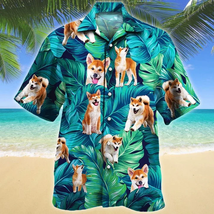 Happy Akita Dog Lovers Gift Ideas Summer Beach Palm Tree Hawaii Shirt Ha42424