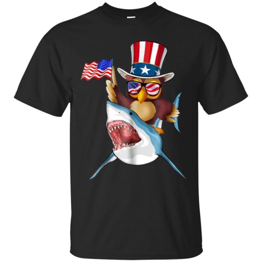 AGR Owl Shark Hat 4th Of July American Flag Tshirt Pride Gift Jaq T-shirt