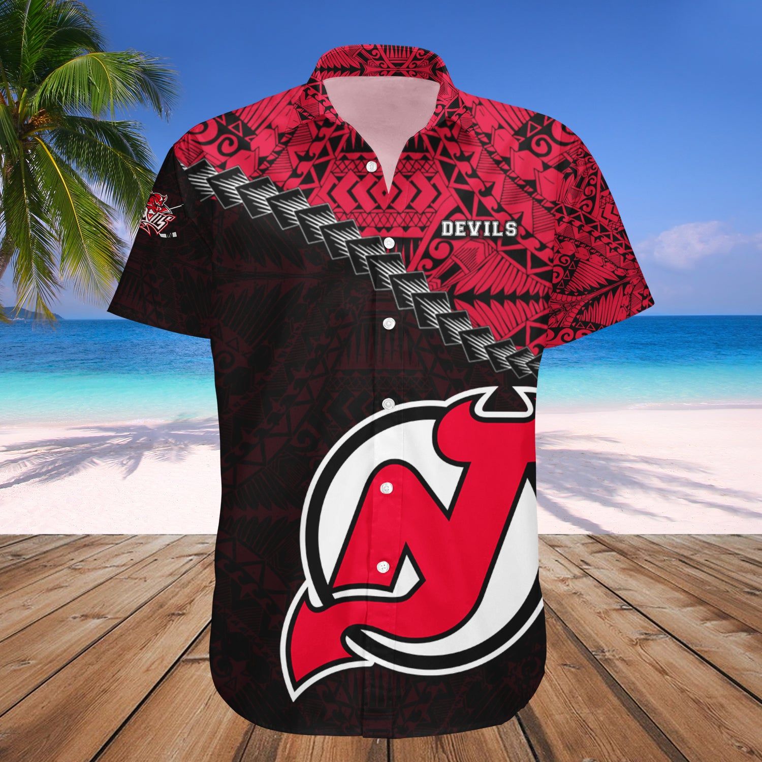 New Jersey Devils Hawaii Shirt Grunge Polynesian Tattoo – Nhl