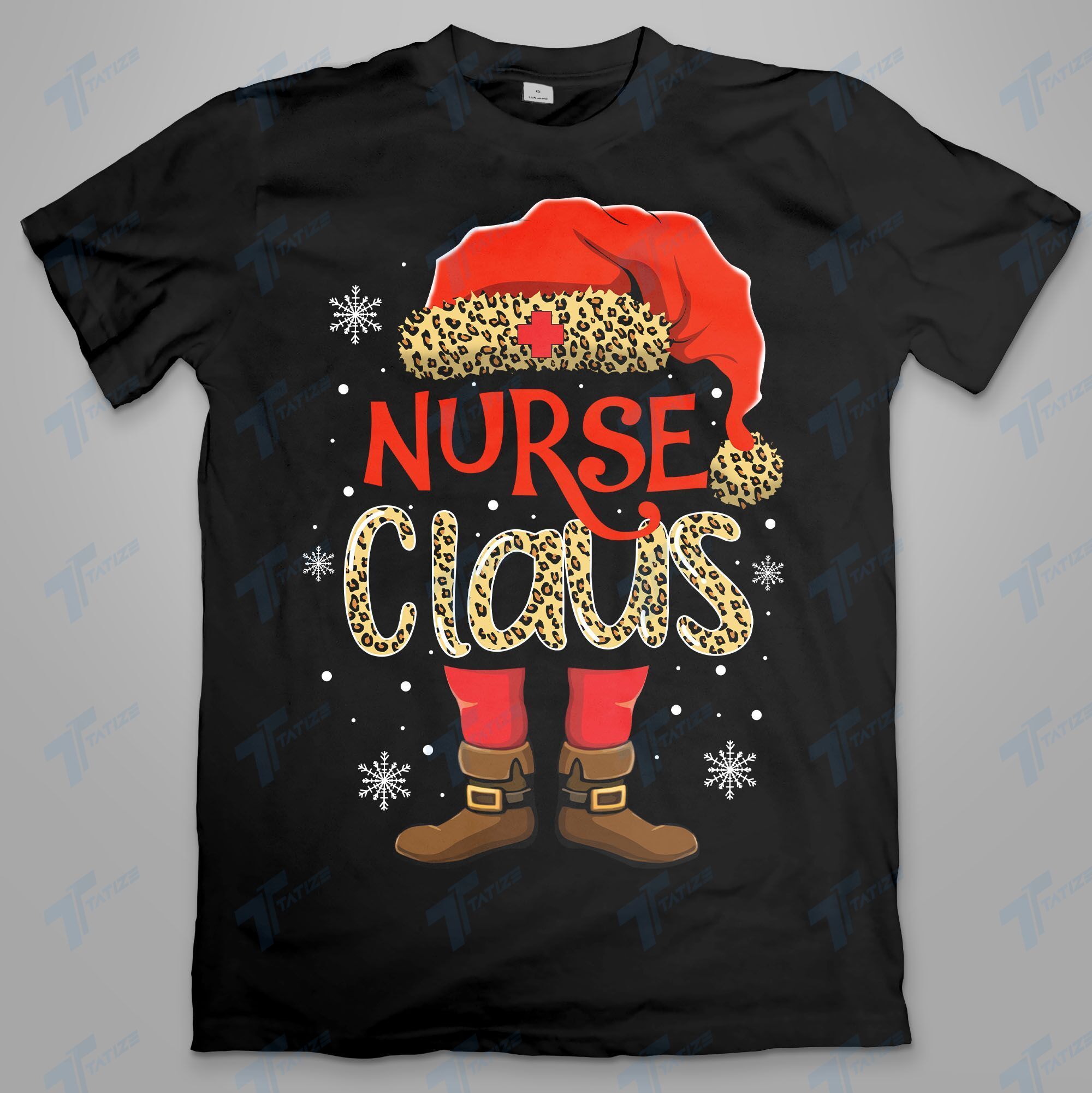 Nurse Claus Leopard Christmas Graphic Unisex T Shirt, Sweatshirt, Hoodie Size S – 5XL