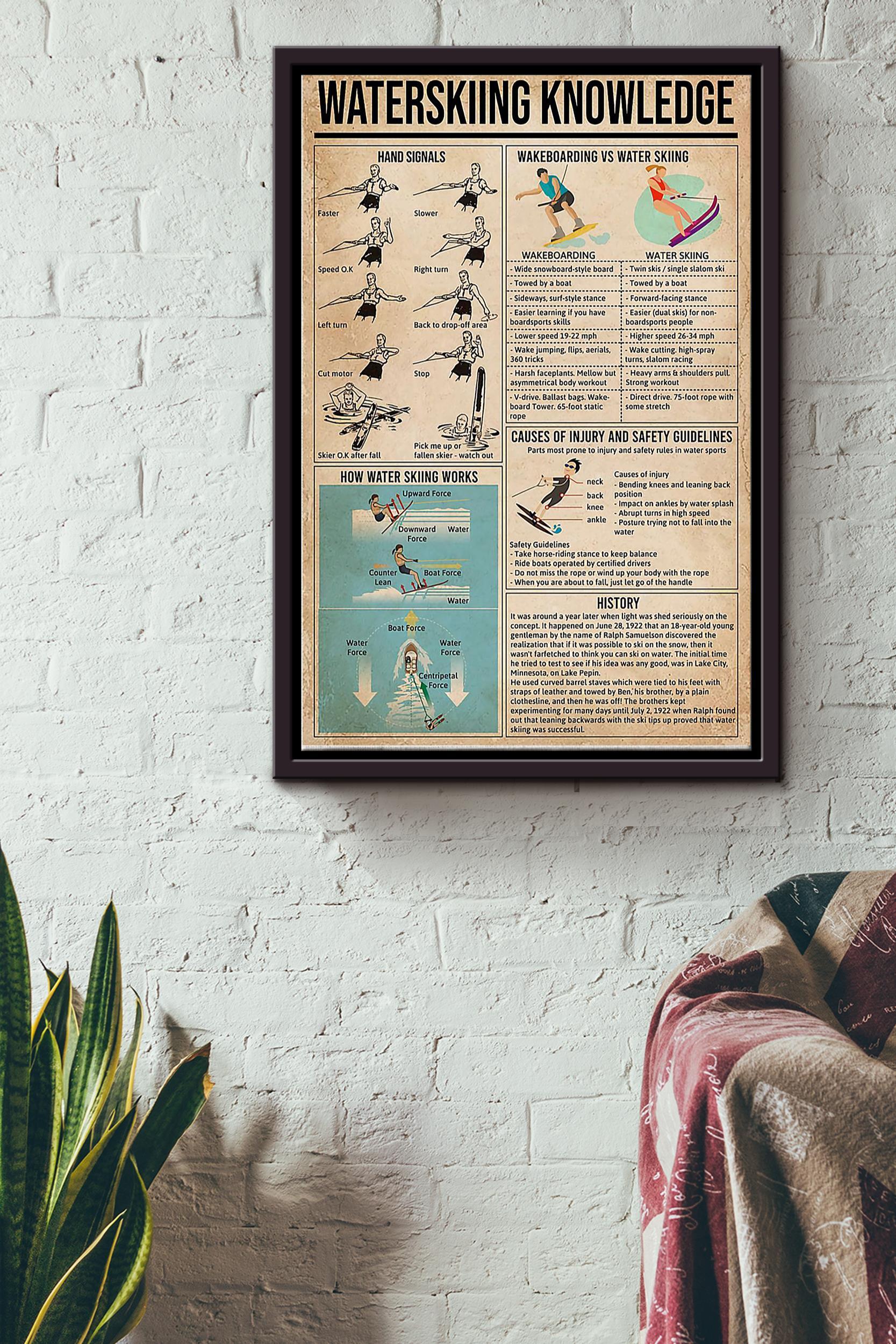 Waterskiing Knowledge Things You Need To Know When You Go Skiing Poster Framed Matte Canvas