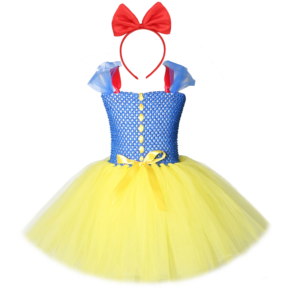 Toddler Baby Girl Princess Costume Snow White Cosplay Party Dress for Kids Girl Tutu Dresses Children Tulle Clothes Knee Length alx