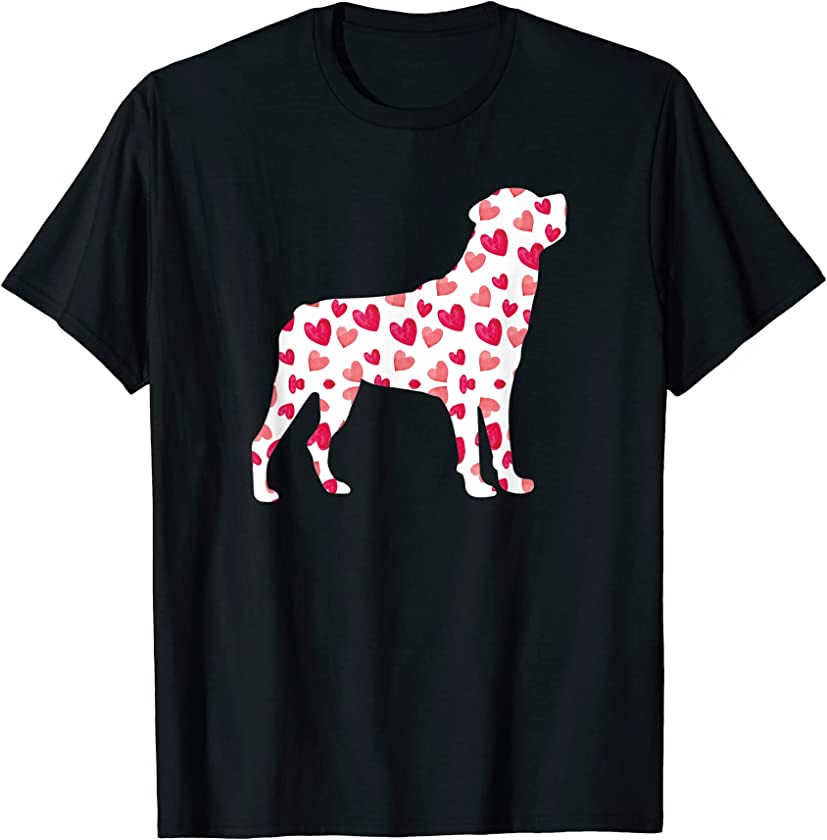 Valentines Day Rottweiler Hearts Puppy Dog Lover T-Shirt