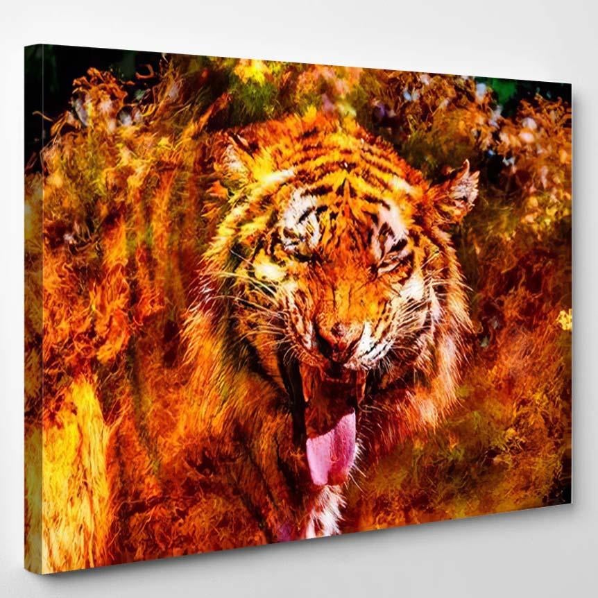 Fantastic Portrait Bengal Siberian Tiger On 1 – Hunting And Fishing Canvas Print