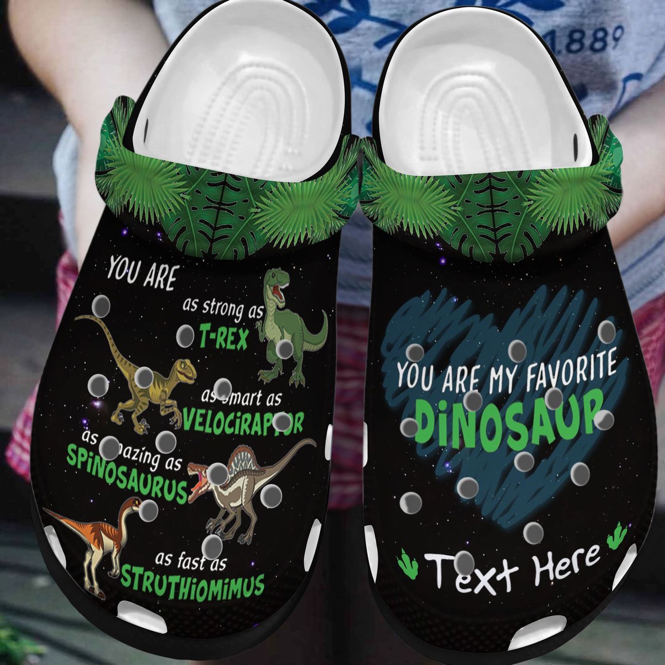 Dinosaur Personalized Clog, Custom Name, Text, Color, Number Fashion Style For Women, Men, Kid, Print 3D My Favorite Dinosaur