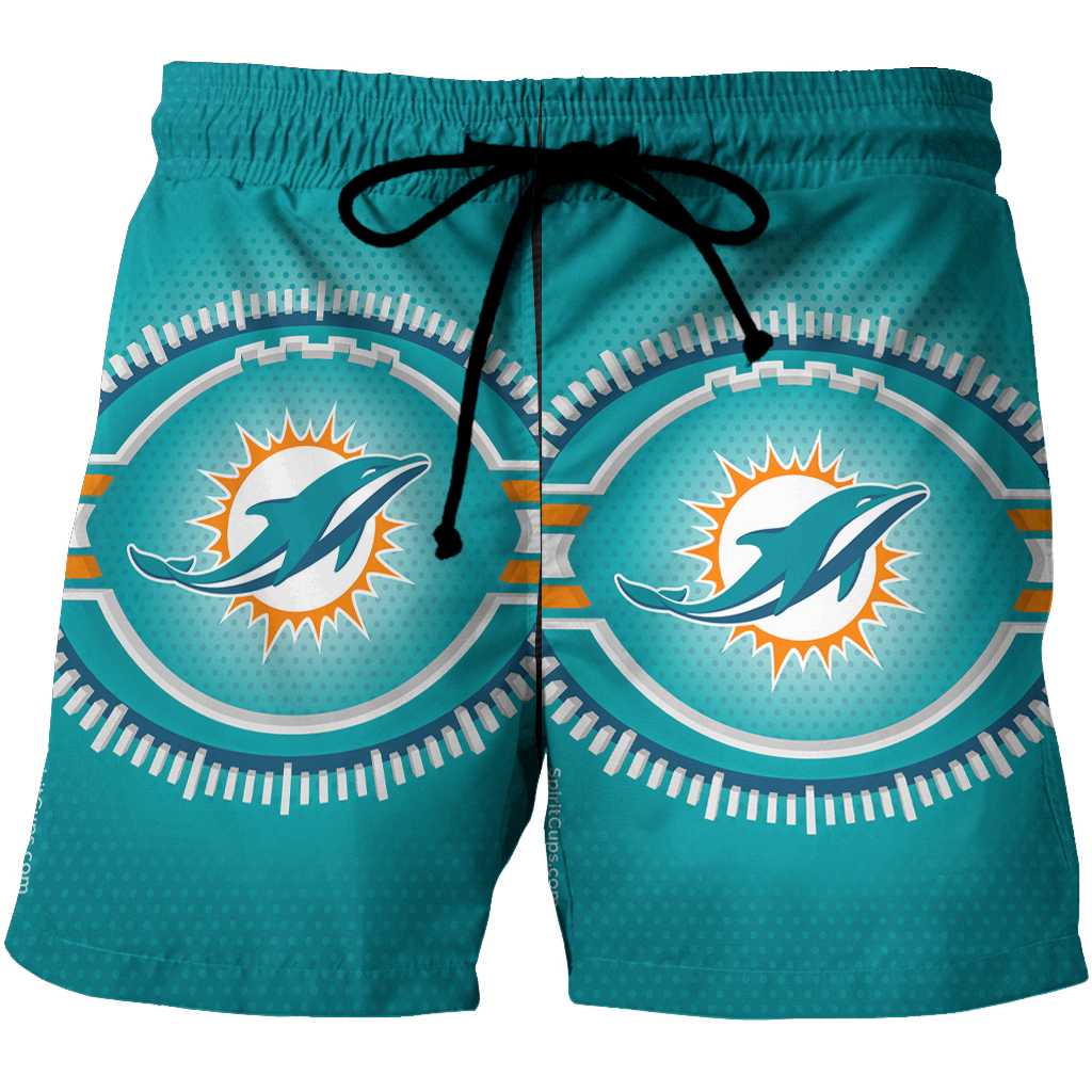 Miami Dolphins Logo Art Illustration 3D All Over Print Summer Beach Hawaiian Short