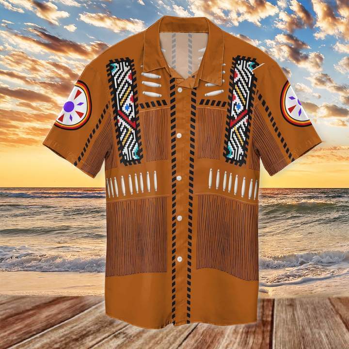 Native American Orange Hawaii Shirt Ha16892