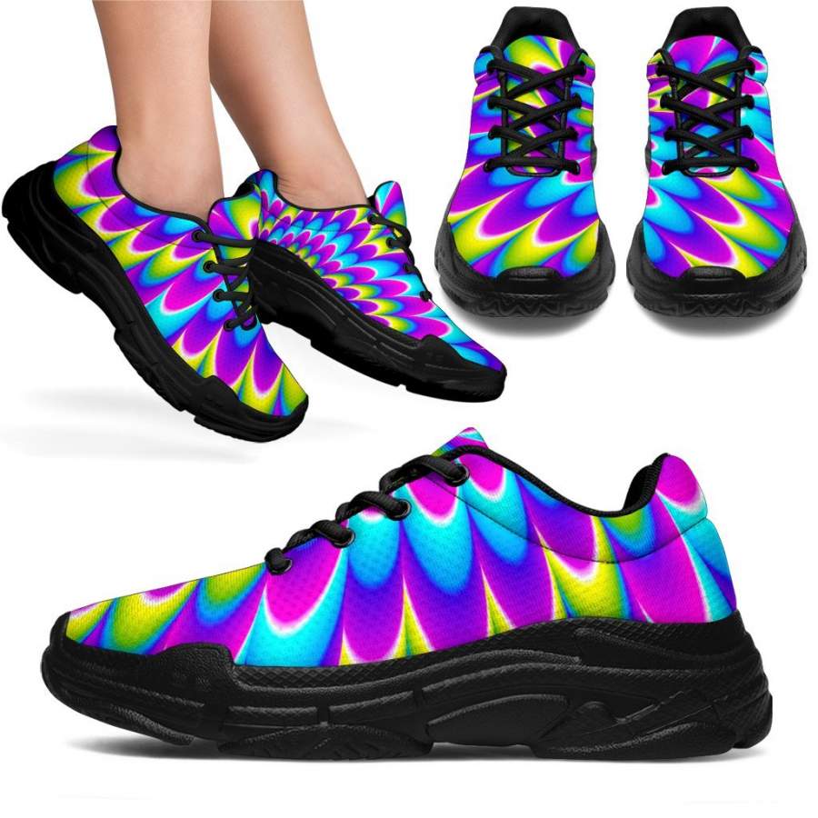 Abstract Dizzy Moving Optical Illusion Chunky Sneakers