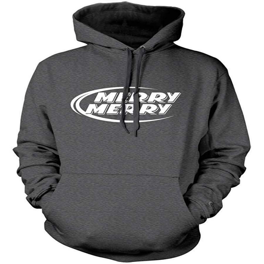 Manateez Mens Merry Merry Dilly Dilly Budlight Christmas Hoodie Medium Dark Heather Gray
