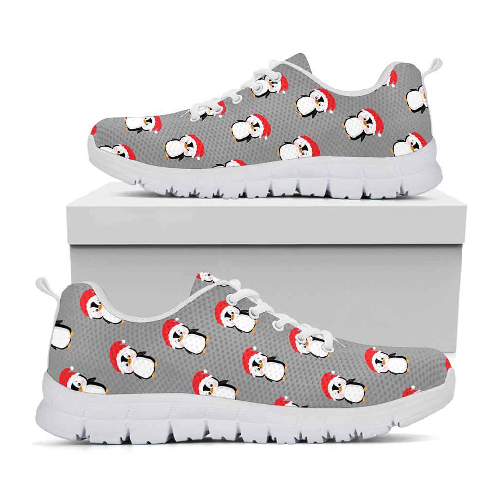 Christmas Santa Penguin Pattern Print White Sneakers