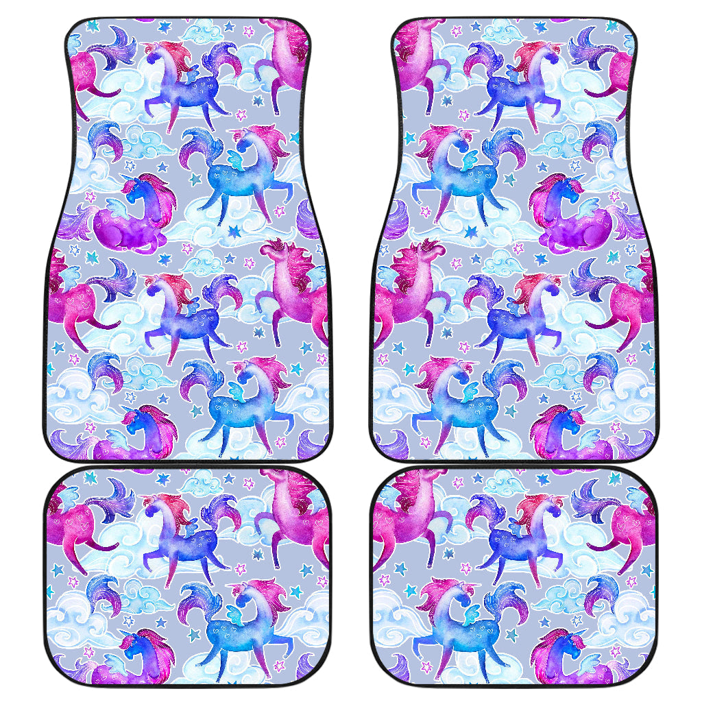 Unicorn Paradise Pattern Print Front And Back Car Floor Mats, Front Car Mat