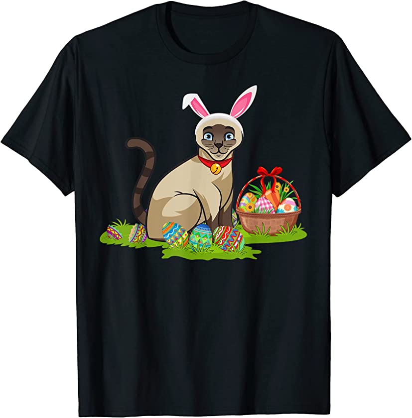 Cat Easter Egg Hunting Bunny Siamese Cat Easter Sunday T-Shirt