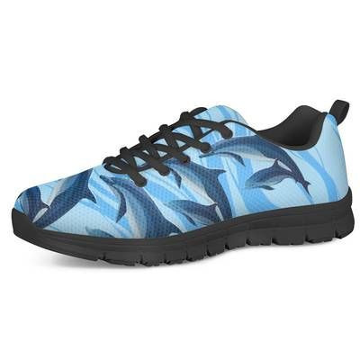 Blue Dolphins Print Sneakers Shoes