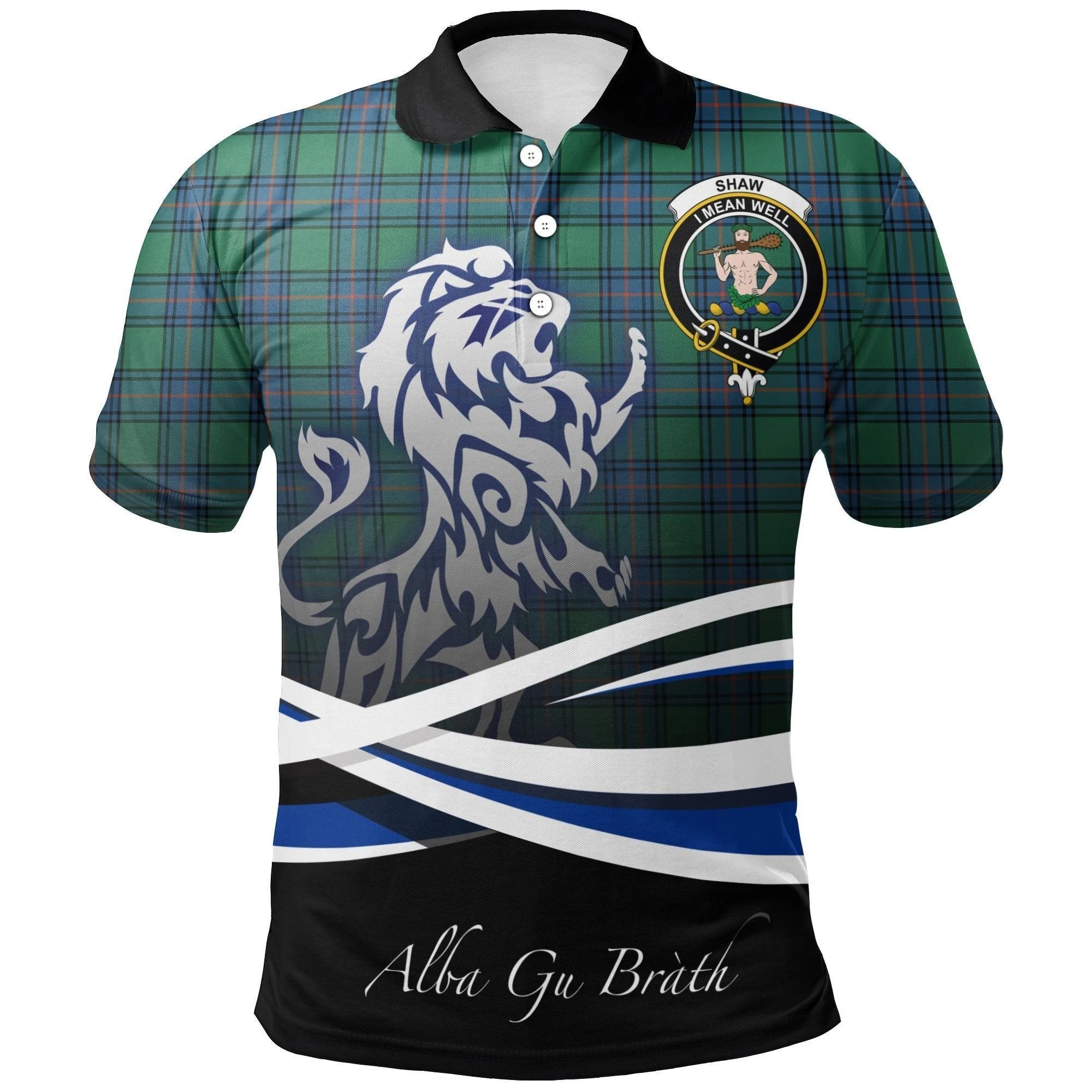 Shaw Ancient Clan Polo Shirt, Scottish Tartan Shaw Ancient Clans Polo Shirt Crest Lion Style