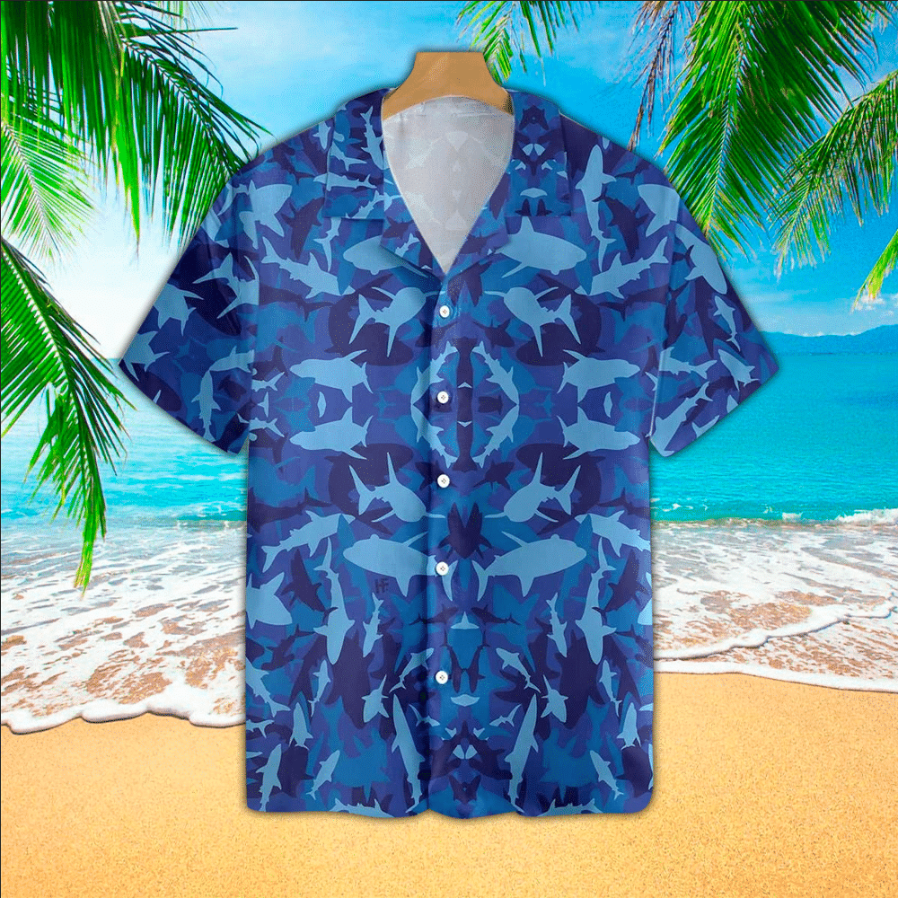 Shark Camo Hawaii Aloha Shirt For Men Women Ha23907