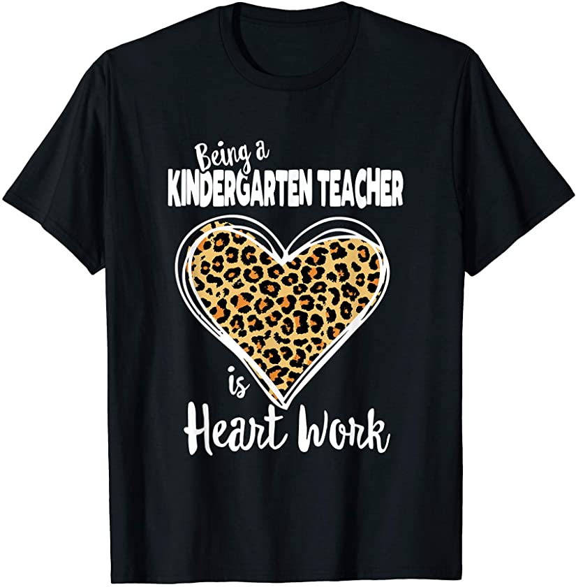 Cute Kindergarten teacher leopard heart, teacher’s day T-Shirt