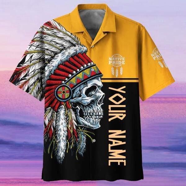 Personalized Name Native American Skull Custom Hawaii Shirt Ha3193