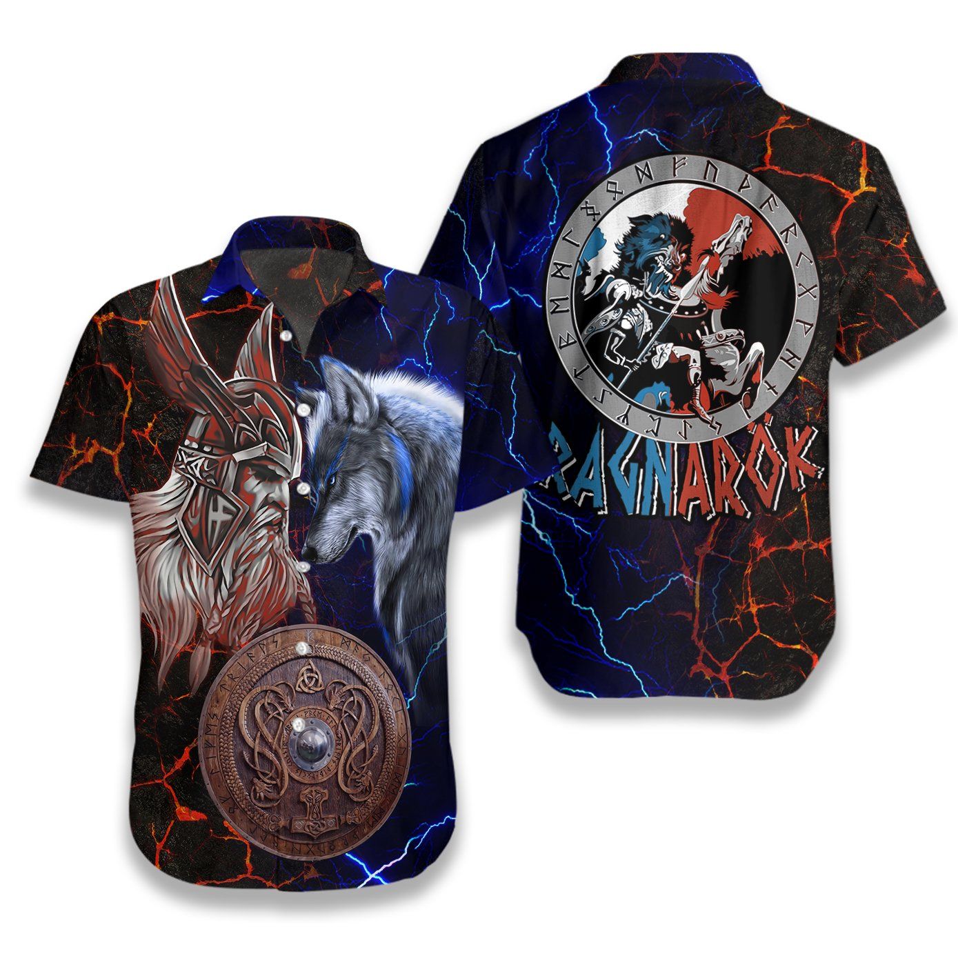 Viking Odin And Fenrir Battle Ez14 2411 Hawaiian Shirt