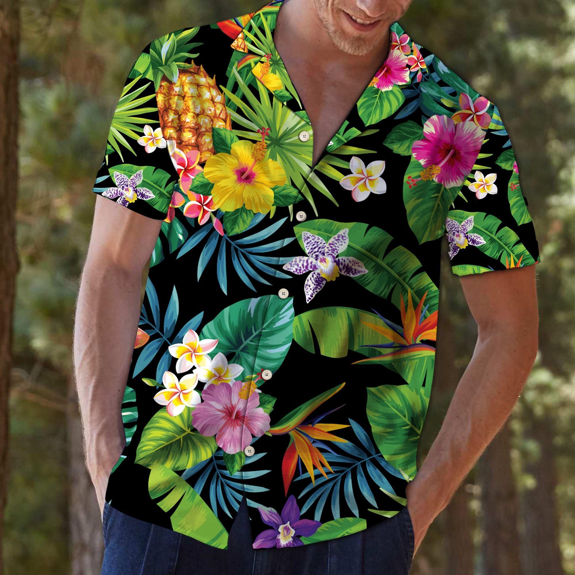 Tropical Pineapple Aloha Hawaiian Shirt Colorful Short Sleeve Summer Beach Casual Shirt For Men And Women