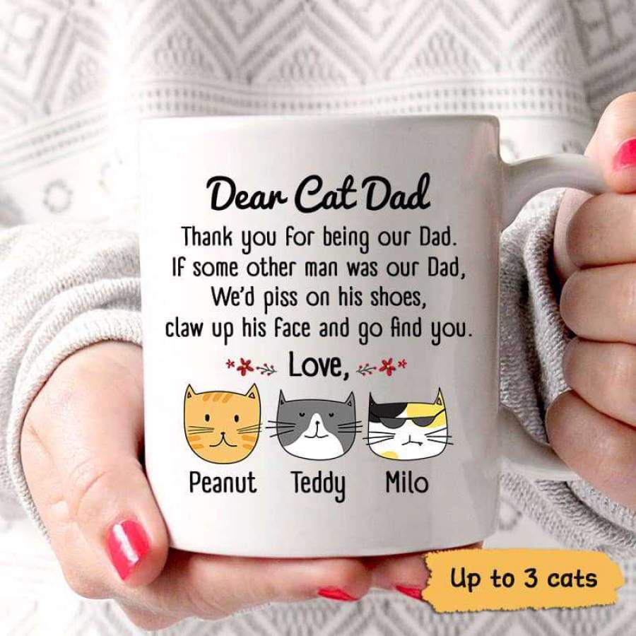 Cute Cat Face Thank You Cat Dad Personalized Mug