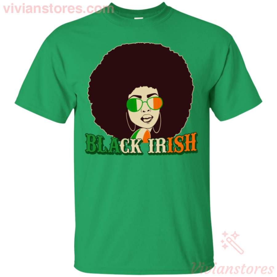 Black Irish Melanin Afro St Patrick’s Day T-Shirt HT01