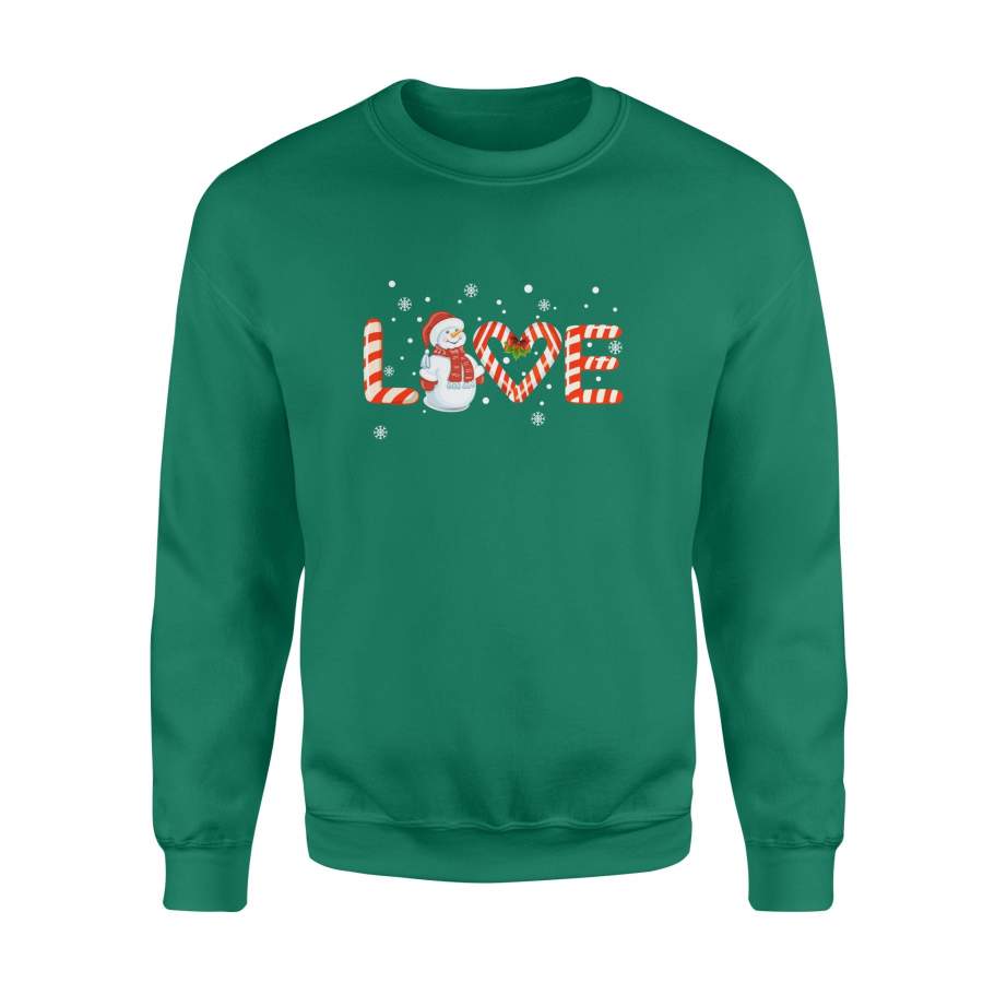 Love Christmas Candy Snowman Sweatshirt