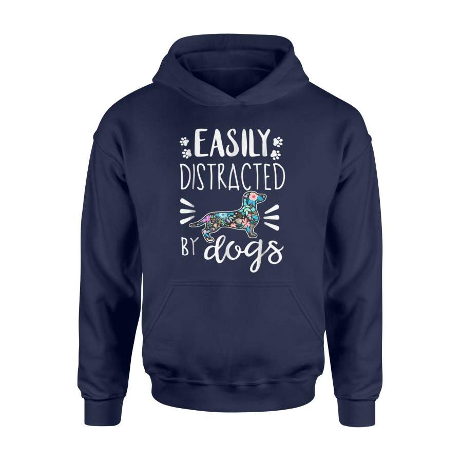 Easily Distracted By Dachshund Dog Vintage Puppy Pet Hoodie